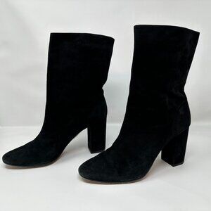 Aquazurra 37.5 7.5 Black Heeled Suede Boots